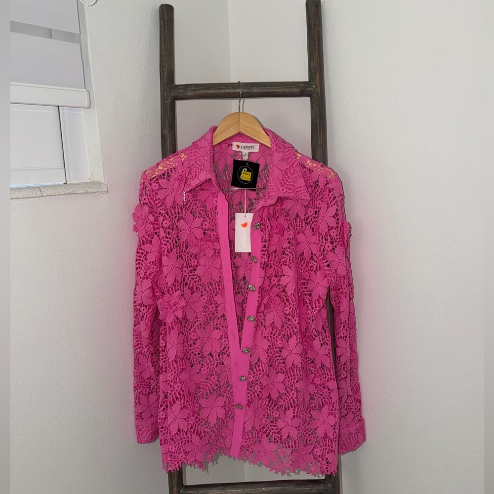 L'ATISTE Pink Lace Blazer
